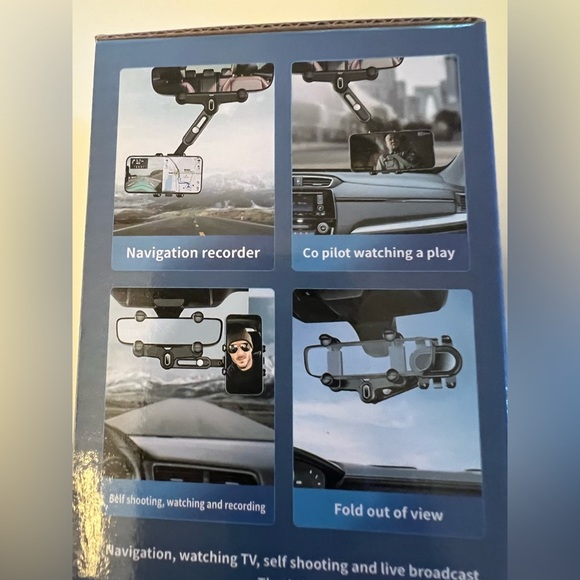 Universal Black Rearview Mirror Phone Holder - Picture 2 of 3